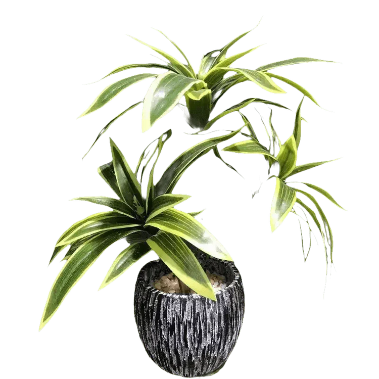 Variegated Dracaena Artificial Palm Tree in Textured Pot fake trees by Kmitang Official Store