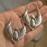Vintage Egyptian Inspired Designs Sacred Wings Scarab Large Hoops Earrings Gypsy Tribal Women Gold Color Earrings Party Gift Jewelry & Accessories by DSERS