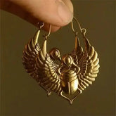 Vintage Egyptian Inspired Designs Sacred Wings Scarab Large Hoops Earrings Gypsy Tribal Women Gold Color Earrings Party Gift Jewelry & Accessories by DSERS
