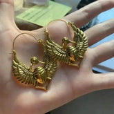 Vintage Egyptian Inspired Designs Sacred Wings Scarab Large Hoops Earrings Gypsy Tribal Women Gold Color Earrings Party Gift Jewelry & Accessories by DSERS