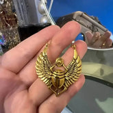 Vintage Egyptian Inspired Designs Sacred Wings Scarab Large Hoops Earrings Gypsy Tribal Women Gold Color Earrings Party Gift Jewelry & Accessories by DSERS