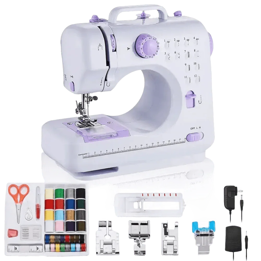 White Lavender Mini Electric Sewing Machine Portable sewing machines by Rxmeili