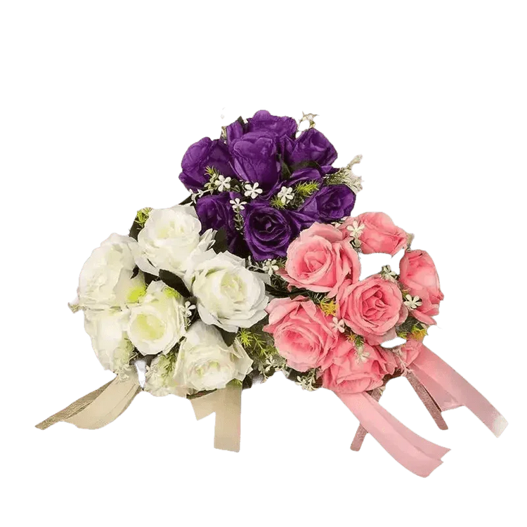 White Rose Wedding Bouquet Artificial Silk Rose Flower Bouquet by Shop1102732563 Store