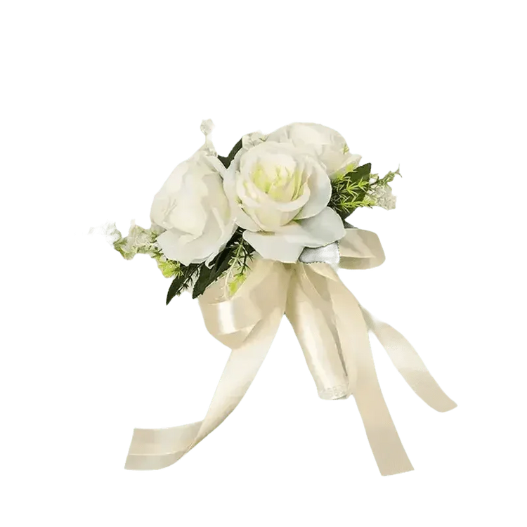 White Rose Wedding Bouquet Artificial Silk Rose Flower Bouquet by Shop1102732563 Store
