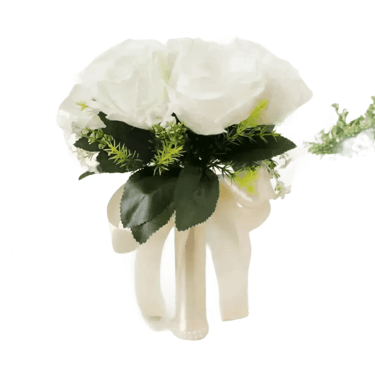 White Rose Wedding Bouquet Artificial Silk Rose Flower Bouquet by Shop1102732563 Store