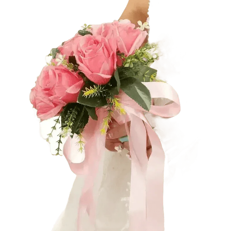 White Rose Wedding Bouquet Artificial Silk Rose Flower Bouquet by Shop1102732563 Store
