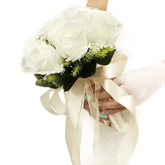 White Rose Wedding Bouquet Artificial Silk Rose Flower Bouquet by Shop1102732563 Store