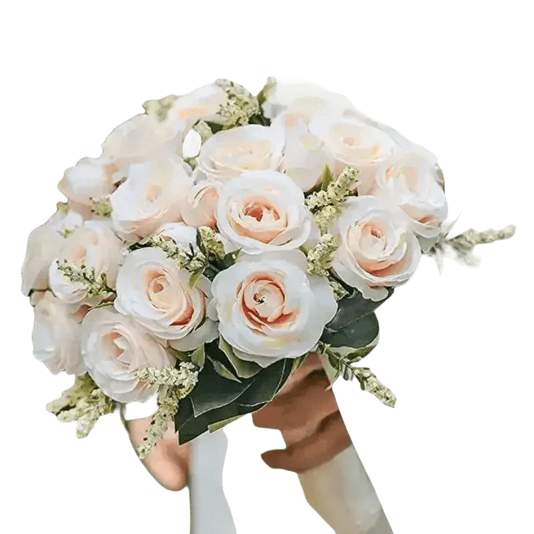 White Silk Flowers Wedding Bouquet Flower Bouquet by YO CHO Store
