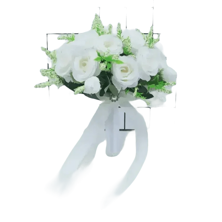White Silk Flowers Wedding Bouquet Flower Bouquet by YO CHO Store