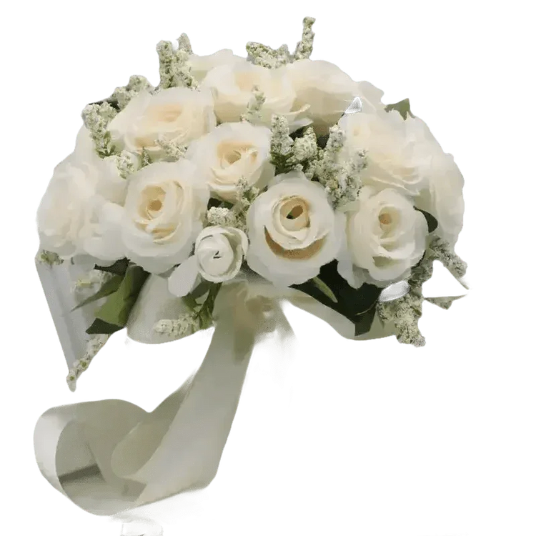 White Silk Flowers Wedding Bouquet Flower Bouquet by YO CHO Store