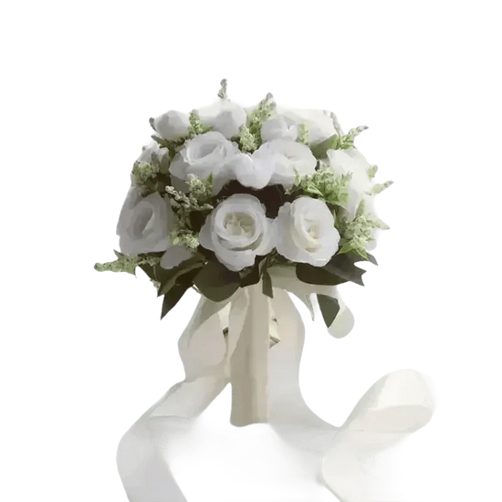 White Silk Flowers Wedding Bouquet Flower Bouquet by YO CHO Store