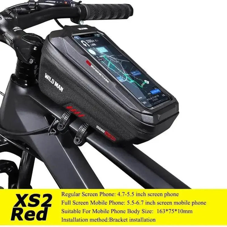 WILD MAN Mountain Bike Bag Front Handlerbar Bag Rainproof 6.8inch Mobile Phone Case Bicycle Top Tube Bag Cycling Accessories Mountain Bike Bag by DSERS