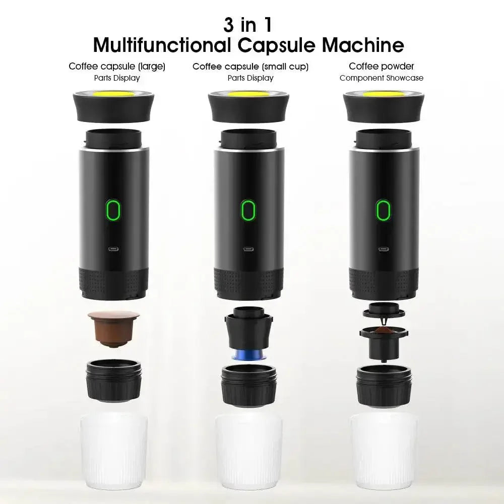 Wireless Electric Portable Espresso Coffee Machine for Car & Home Camping Coffee Maker 3-in-1 Capsule Powder Travel Coffee Maker coffee maker by Dropshee