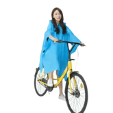 Woman in Colorful Waterproof Long Raincoat on Yellow Bicycle Raincoat by Lemonkid Hat Slipper Raincoat Store