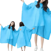Woman in Colorful Waterproof Long Raincoat on Yellow Bicycle Raincoat by Lemonkid Hat Slipper Raincoat Store