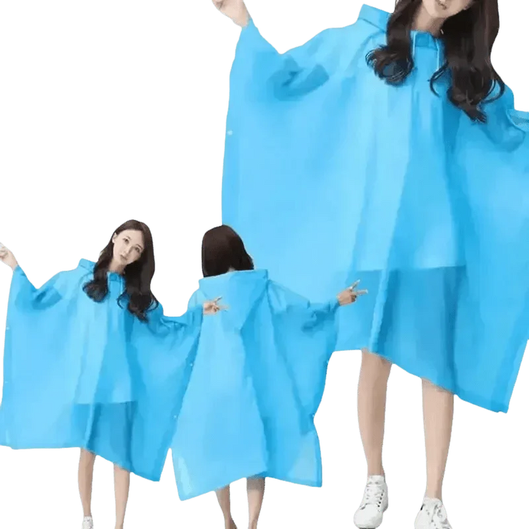 Woman in Colorful Waterproof Long Raincoat on Yellow Bicycle Raincoat by Lemonkid Hat Slipper Raincoat Store