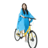 Woman in Colorful Waterproof Long Raincoat on Yellow Bicycle Raincoat by Lemonkid Hat Slipper Raincoat Store