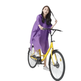 Woman in Colorful Waterproof Long Raincoat on Yellow Bicycle Raincoat by Lemonkid Hat Slipper Raincoat Store