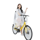 Woman in Colorful Waterproof Long Raincoat on Yellow Bicycle Raincoat by Lemonkid Hat Slipper Raincoat Store