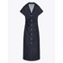 Women Denim V-neck Short Sleeved Long Dress Chic Slim Fit Single Breast Slit Vestidos New High Street Casual Solid Commuter Gown women&