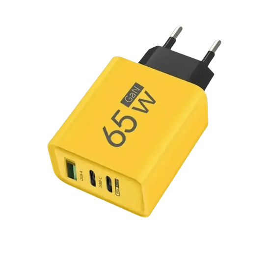 Yellow 65W GaN USB Charger Type C Adapter USB Charger by Cellphone 3C Store