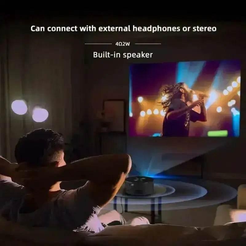 YT200 Mini Projector Black Phone Compatible Mini Projector by Kebidiu Electronic Store
